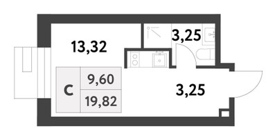 Планировка студии(квартира) площадью 19.82 квадратных метров в ЖК “ЖК Smart Garden (Смарт Гарден)”