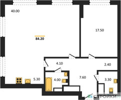 Планировка однокомнатной(квартира) площадью 84.2 квадратных метров в “ЖК Крылатская 33”