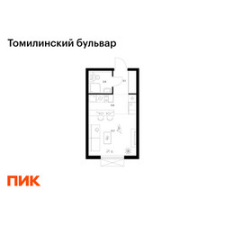 Планировка студии(квартира) площадью 23 квадратных метров в ЖК “ЖК Томилинский бульвар”