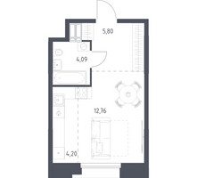 Планировка студии(апартаменты) площадью 26.85 квадратных метров в “ЖК Апарт-отель Тропарево парк”