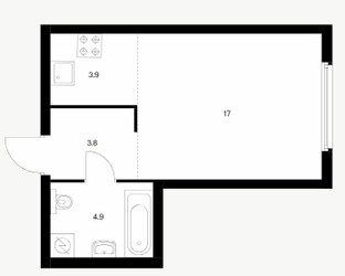 Планировка студии(квартира) площадью 29.6 квадратных метров в ЖК “ЖК Барклая 6”