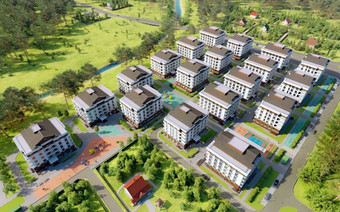 вид на ЖК Малаховский квартал с высоты птичьего полёта