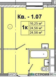 Планировка студии(квартира) площадью 24.56 квадратных метров в ЖК “ЖК Радость (Радумля Парк)”