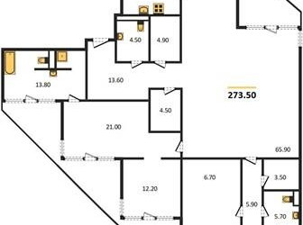 Планировка трехкомнатной(квартира) площадью 273.5 квадратных метров в ЖК “ЖК OPUS (Опус)”