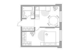 Планировка однокомнатной(квартира) площадью 34.31 квадратных метров в “ЖК Аникеевский”