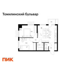 Планировка двухкомнатной(квартира) площадью 50.3 квадратных метров в ЖК “ЖК Томилинский бульвар”