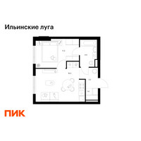 Планировка однокомнатной(квартира) площадью 36.6 квадратных метров в “ЖК Ильинские луга”
