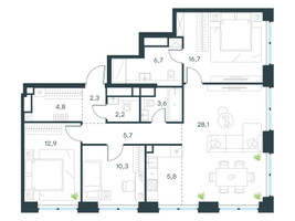 Планировка 4+ комнатной(квартира) площадью 99.1 квадратных метров в “ЖК Level Звенигородская”