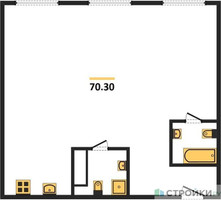 Планировка двухкомнатной(квартира) площадью 70.3 квадратных метров в “ЖК Nametkin Tower (Наметкин Тауэр)”
