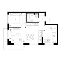 Планировка двухкомнатной(квартира) площадью 50.5 квадратных метров в “ЖК Онежский вал”