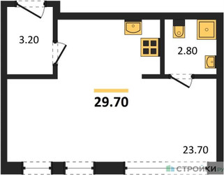 Планировка студии(квартира) площадью 29.7 квадратных метров в ЖК “ЖК Дом А”