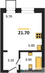 Планировка студии(квартира) площадью 21.7 квадратных метров в ЖК “ЖК Никольский квартал Отрада”
