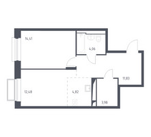 Планировка однокомнатной(квартира) площадью 51.1 квадратных метров в “ЖК Долина Яузы”