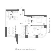 Планировка двухкомнатной(квартира) площадью 86.5 квадратных метров в “ЖК СТОУН Блик”