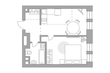 Планировка однокомнатной(квартира) площадью 40.38 квадратных метров в ЖК “ЖК Павелецкая от Гранель”