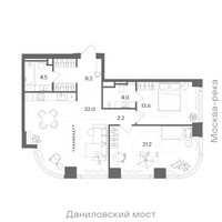 Планировка двухкомнатной(квартира) площадью 85.7 квадратных метров в “ЖК СТОУН Блик”