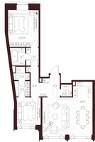 Планировка двухкомнатной(квартира) площадью 106.8 квадратных метров в “ЖК Климашкина 7/11”