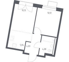 Планировка однокомнатной(квартира) площадью 34.59 квадратных метров в “ЖК Квартал Западный”