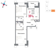 Планировка двухкомнатной(квартира) площадью 82.9 квадратных метров в “ЖК Art (АРТ)”