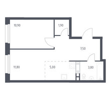 Планировка однокомнатной(квартира) площадью 40.9 квадратных метров в “ЖК ЭкоБунино (Южное Бунино)”