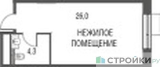 Планировка студии(квартира) площадью 30.5 квадратных метров в “ЖК Резиденции Архитекторов”