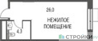 Планировка студии(квартира) площадью 30.5 квадратных метров в ЖК “ЖК Резиденции Архитекторов”