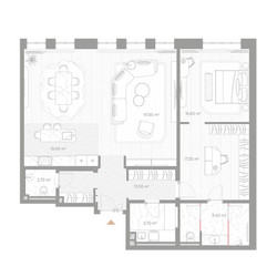 Планировка однокомнатной(квартира) площадью 123.1 квадратных метров в ЖК “ЖК Николь”