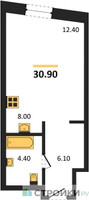 Планировка студии(квартира) площадью 30.9 квадратных метров в “ЖК Союз (СВАО)”