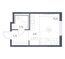 Планировка студии(квартира) площадью 22.8 квадратных метров в “ЖК Пригород Лесное”