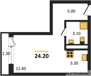 Планировка студии(квартира) площадью 24.2 квадратных метров в ЖК “ЖК Новая Щербинка”