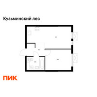 Планировка однокомнатной(квартира) площадью 35.7 квадратных метров в “ЖК Кузьминский лес”