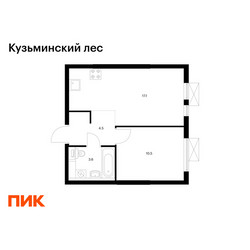 Планировка однокомнатной(квартира) площадью 35.7 квадратных метров в ЖК “ЖК Кузьминский лес”