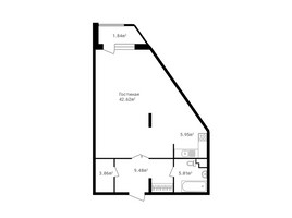 Планировка однокомнатной(квартира) площадью 68.1 квадратных метров в “ЖК Клубный дом Точка отсчета”