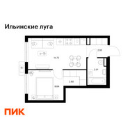 Планировка однокомнатной(квартира) площадью 33.11 квадратных метров в “ЖК Ильинские луга”
