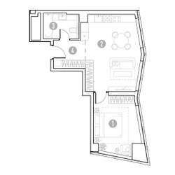Планировка однокомнатной(квартира) площадью 46.17 квадратных метров в ЖК “УНО Горбунова”