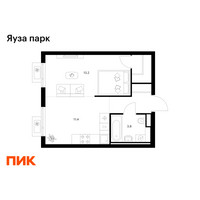 Планировка однокомнатной(квартира) площадью 33.9 квадратных метров в “ЖК Яуза Парк (Мытищи)”