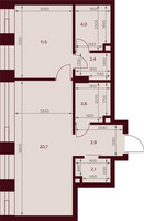 Планировка однокомнатной(квартира) площадью 48.2 квадратных метров в “ЖК Дом 7 Даниловский”