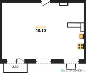 Планировка двухкомнатной(квартира) площадью 48.1 квадратных метров в “ЖК Легендарный квартал на Ботаническом саду”