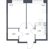 Планировка однокомнатной(квартира) площадью 34.08 квадратных метров в “ЖК Цветочные Поляны”