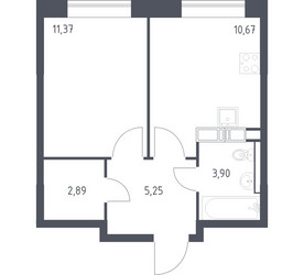 Планировка однокомнатной(квартира) площадью 34.08 квадратных метров в ЖК “ЖК Цветочные Поляны”