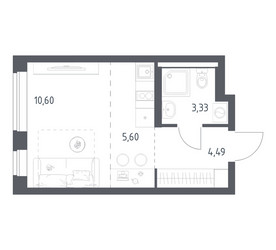 Планировка студии(квартира) площадью 24.02 квадратных метров в ЖК “ЖК Новое Видное”