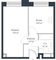 Планировка однокомнатной(квартира) площадью 39.1 квадратных метров в “ЖК Ривер Парк Коломенский”