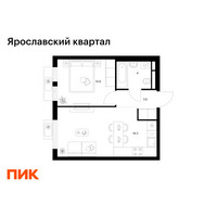 Планировка однокомнатной(квартира) площадью 36.5 квадратных метров в “Ярославский квартал”