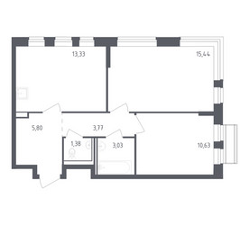 Планировка двухкомнатной(квартира) площадью 53.38 квадратных метров в ЖК “ЖК Рублевский Квартал”