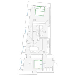 Планировка двухкомнатной(квартира) площадью 75.6 квадратных метров в ЖК “ЖК Клубный дом Duo (Дуо)”