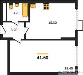 Планировка однокомнатной(квартира) площадью 41.1 квадратных метров в ЖК “ЖК Ново-Молоково”