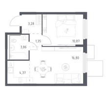 Планировка однокомнатной(квартира) площадью 40.53 квадратных метров в “ЖК Мытищи Парк”