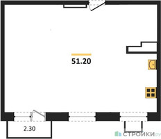 Планировка двухкомнатной(квартира) площадью 48.5 квадратных метров в “ЖК Легендарный квартал на Ботаническом саду”