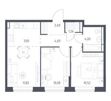 Планировка двухкомнатной(квартира) площадью 51.97 квадратных метров в “ЖК Богдановский Лес”