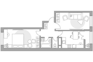 Планировка двухкомнатной(квартира) площадью 57.26 квадратных метров в “ЖК Пехра”